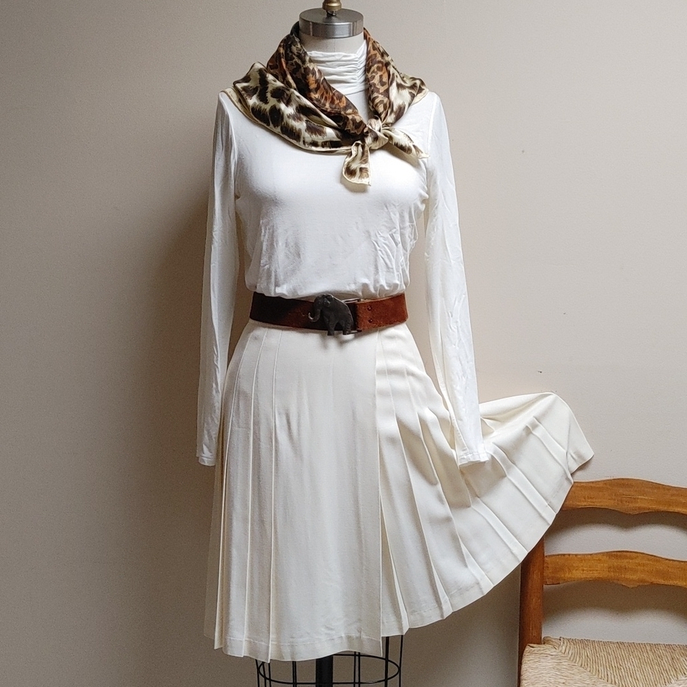 Vintage Ivory Wrap & Pleated Skirt M